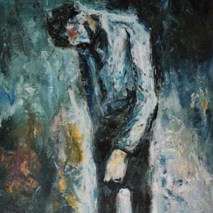 oil painting the sad man