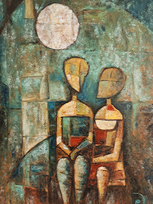 under the moon oil painting