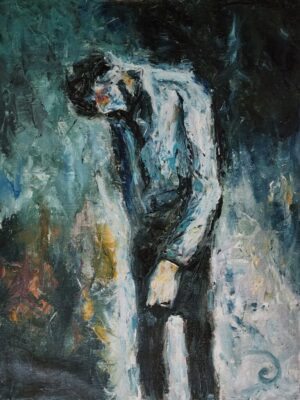 oil painting the sad man